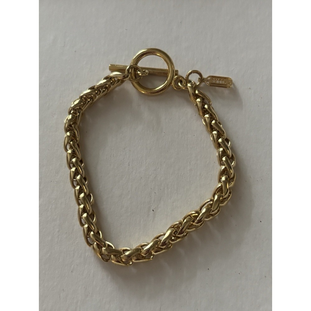 Jones New York Gold Tone Chain Bracelet Toggle Closure Signed 7"